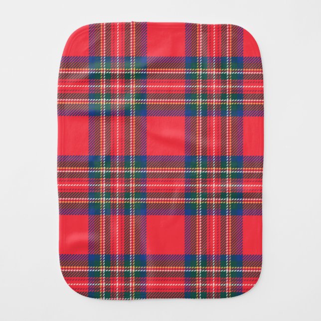 Tartan Plaid Red Classic Festive Christmas Holiday Baby Burp Cloth (Front)