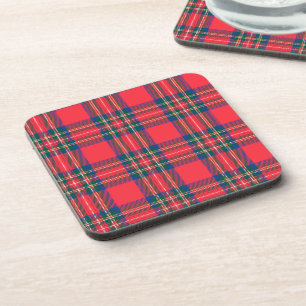 Tartan Plaid Red Classic Festive Christmas Holiday Beverage Coaster