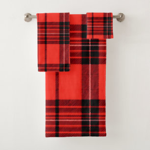 Tartan Plaid Red Traditional Modern Collection Bath Towel Set