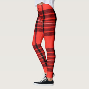Tartan Plaid Red Traditional Modern Collection Leggings