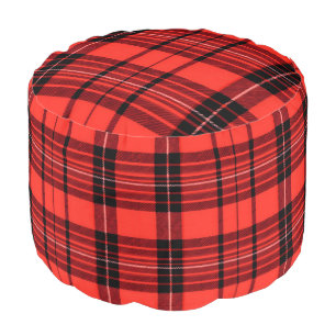Tartan Plaid Red Traditional Modern Collection Pouf