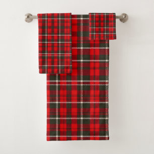 Tartan Plaid Red Traditional Popular Collection Bath Towel Set