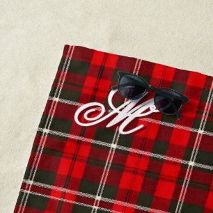 Tartan Plaid Red Traditional Popular Collection Beach Towel