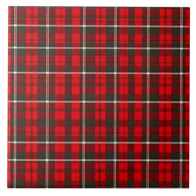 Tartan Plaid Red Traditional Popular Collection Ceramic Tile (Front)