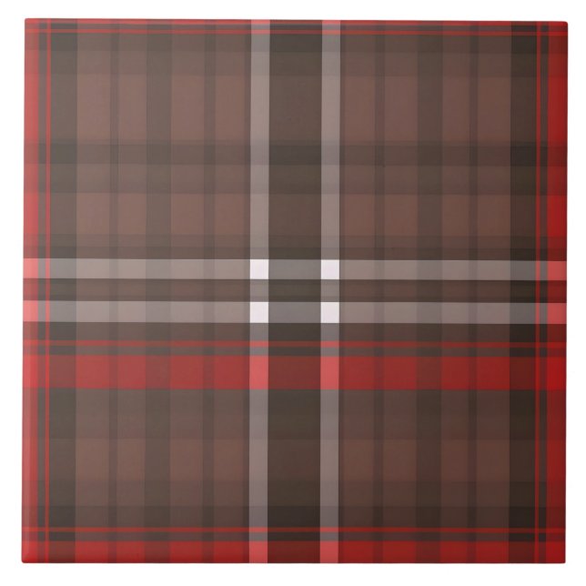 Tartan Plaid Red Traditional Trendy Collection Ceramic Tile (Front)