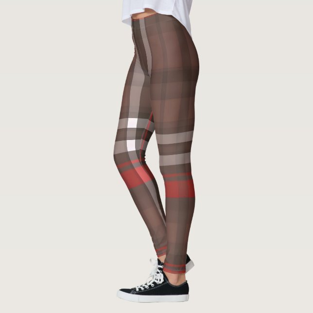 Tartan Plaid Red Traditional Trendy Collection Leggings (Left)