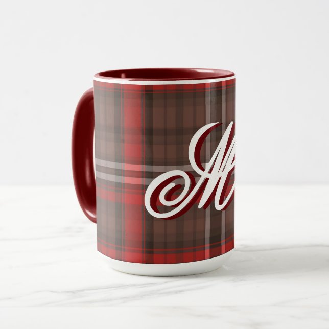 Tartan Plaid Red Traditional Trendy Collection Mug (Front Left)