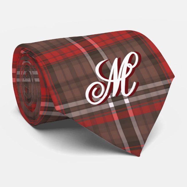 Tartan Plaid Red Traditional Trendy Collection Neck Tie (Rolled)