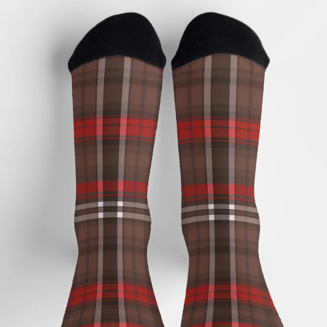 Tartan Plaid Red Traditional Trendy Collection Socks (Top)