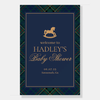 Tartan Plaid Rocking Horse Baby Shower Welcome Foam Board
