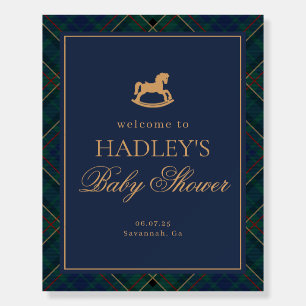 Tartan Plaid Rocking Horse Baby Shower Welcome Foam Board