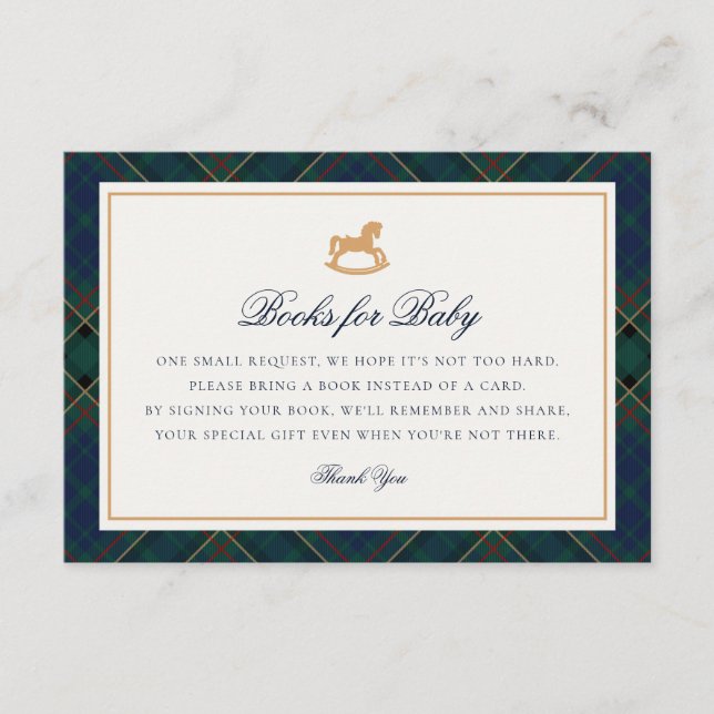Tartan Plaid Rocking Horse Books for Baby Card (Front)