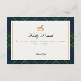 Tartan Plaid Rocking Horse Details Insert Card