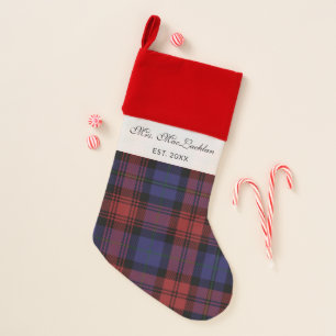 Tartan Plaid Rustic Script Holidays Christmas Stocking