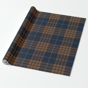 Tartan Plaid Scottish Blue Brown Pattern Wrapping Paper