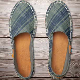 Tartan Plaid - Slate Green and Navy Blue Espadrilles