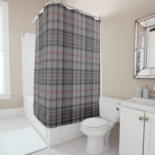 Tartan Plaid Taupe Gray Red Black Large Pattern Shower Curtain