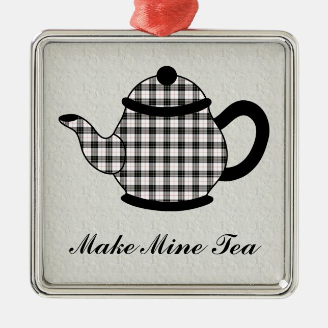 Tartan Plaid Teapot V3 Metal Ornament (Front)