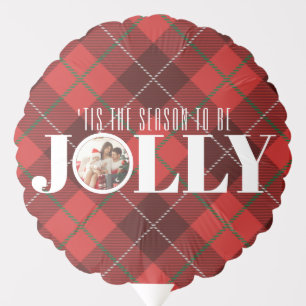 Tartan Plaid Tis The Season Christmas Family Photo Balloon