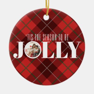 Tartan Plaid Tis The Season Christmas Family Photo