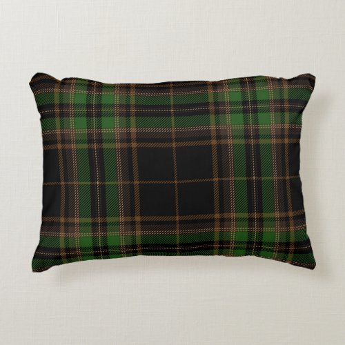 Tartan Plaid Trendy Black Brown Green Pattern Accent Pillow