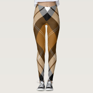 Tartan Plaid Trendy Yellow Black White Pattern Leggings
