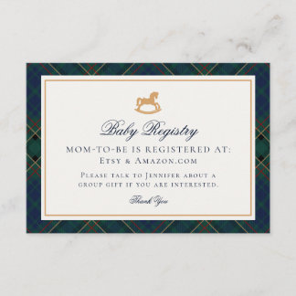 Tartan Plaid Vintage Rocking Horse Registry Enclosure Card