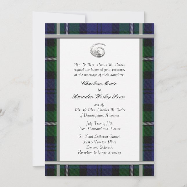 Tartan Plaid Wedding Invitation (Front)