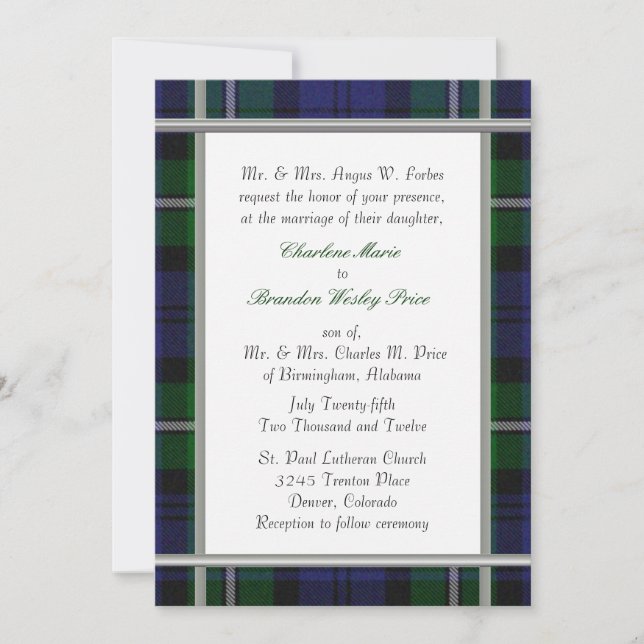 Tartan Plaid Wedding Invitation (Front)