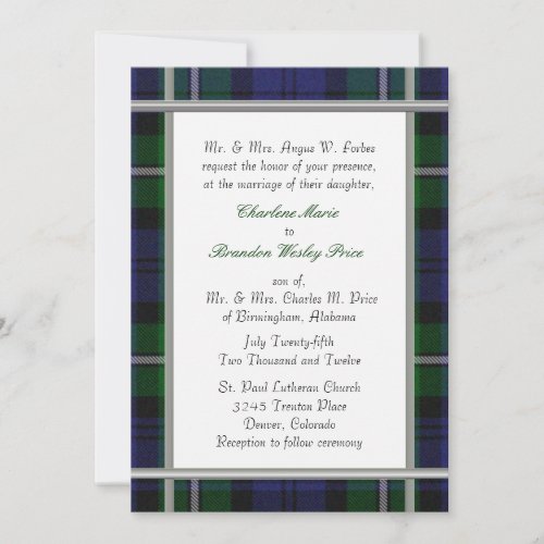 Tartan Plaid Wedding Invitation