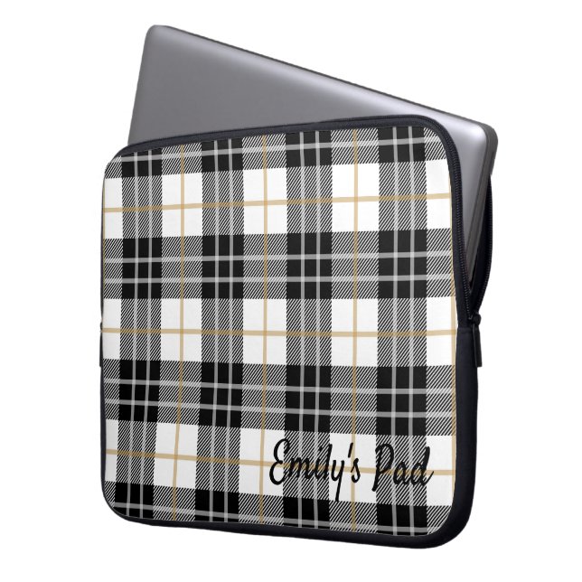 Tartan Plaid With Name Laptop Sleeve (Front Left)