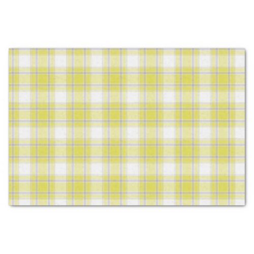 Tartan Plaid Yellow Grey  White No 63 Tissue Paper