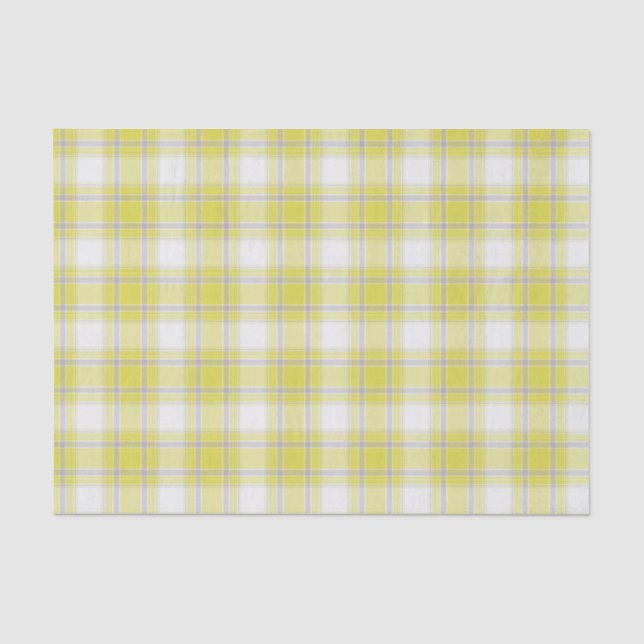 Tartan Plaid Yellow, Grey & White No. 63 Tissue Paper (Front)