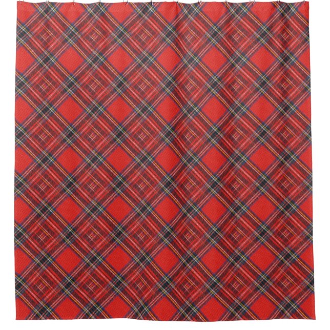 Tartan plaids pattern royal red fabric shower curtain (Front)
