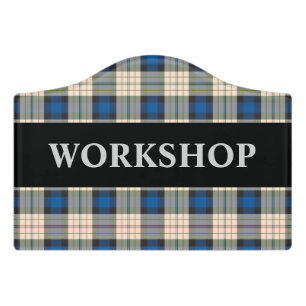 Tartan plaids pattern - traditional blue beige door sign