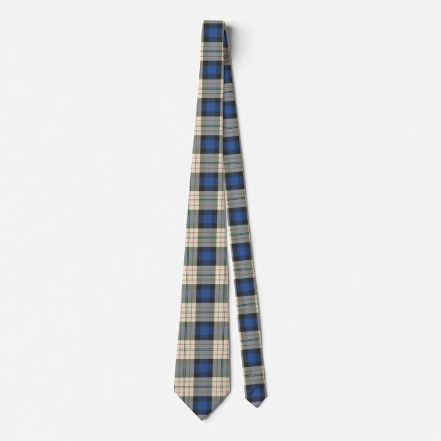 Tartan plaids pattern - traditional blue beige neck tie (Front)