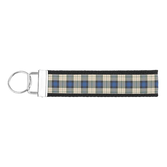 Tartan plaids pattern - traditional blue beige wrist keychain (Keys on Left)