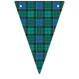 Tartan plaids pattern - traditional blue green bunting flags