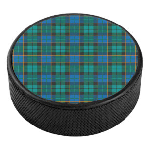 Tartan plaids pattern - traditional blue green hockey puck
