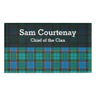 Tartan plaids pattern - traditional blue green name tag