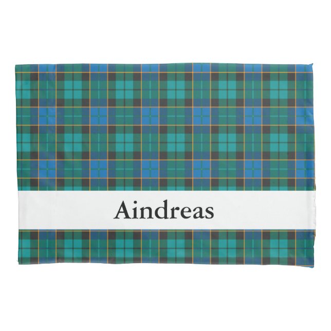 Tartan plaids pattern - traditional blue green pillow case (Front)