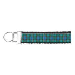 Tartan plaids pattern - traditional blue green wrist keychain