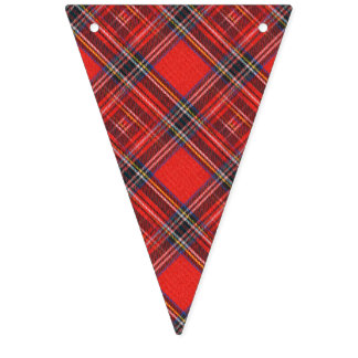 Tartan plaids pattern - traditional red fabric bunting flags