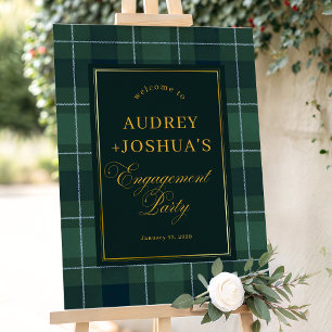 Tartan Polo Plaid Engagement Party Welcome Sign