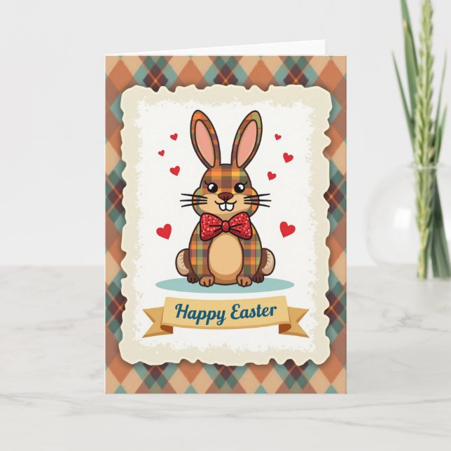 Tartan Rabbit Greeting Card (Front)