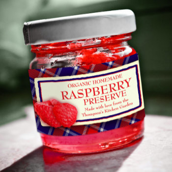 Tartan Raspberry Preserve Jam Or Food Label by Mylittleeden at Zazzle