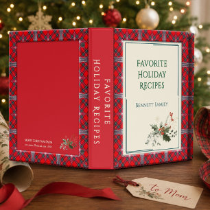 Tartan Red and Teal Family Favorite Holiday Recipe Mini Binder