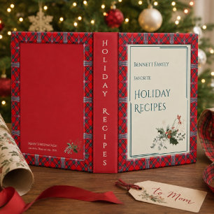 Tartan Red and Teal Family Favorite Holiday Recipe Mini Binder