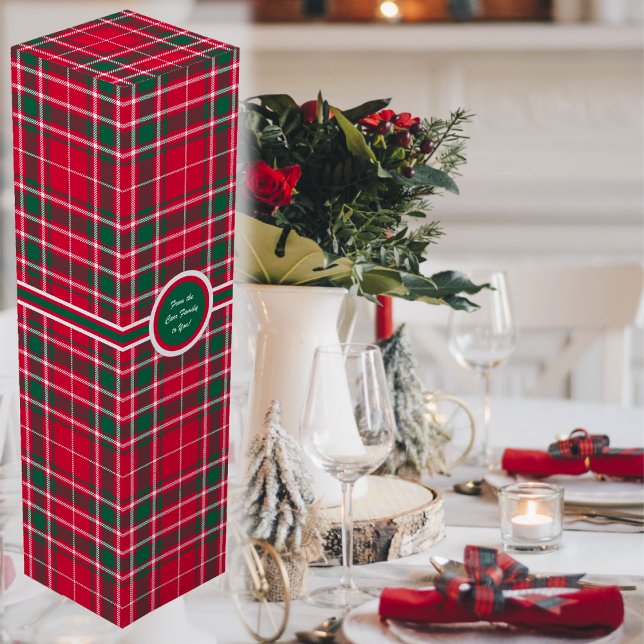 Tartan - Red Green and OffWhite Wine Box (Tartan - Red Green and OffWhite Wine Box by Leapfroglisics Shop)