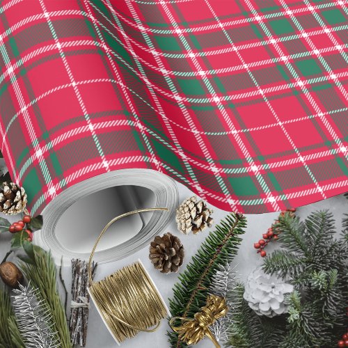 Tartan _ Red Green and White Wrapping Paper